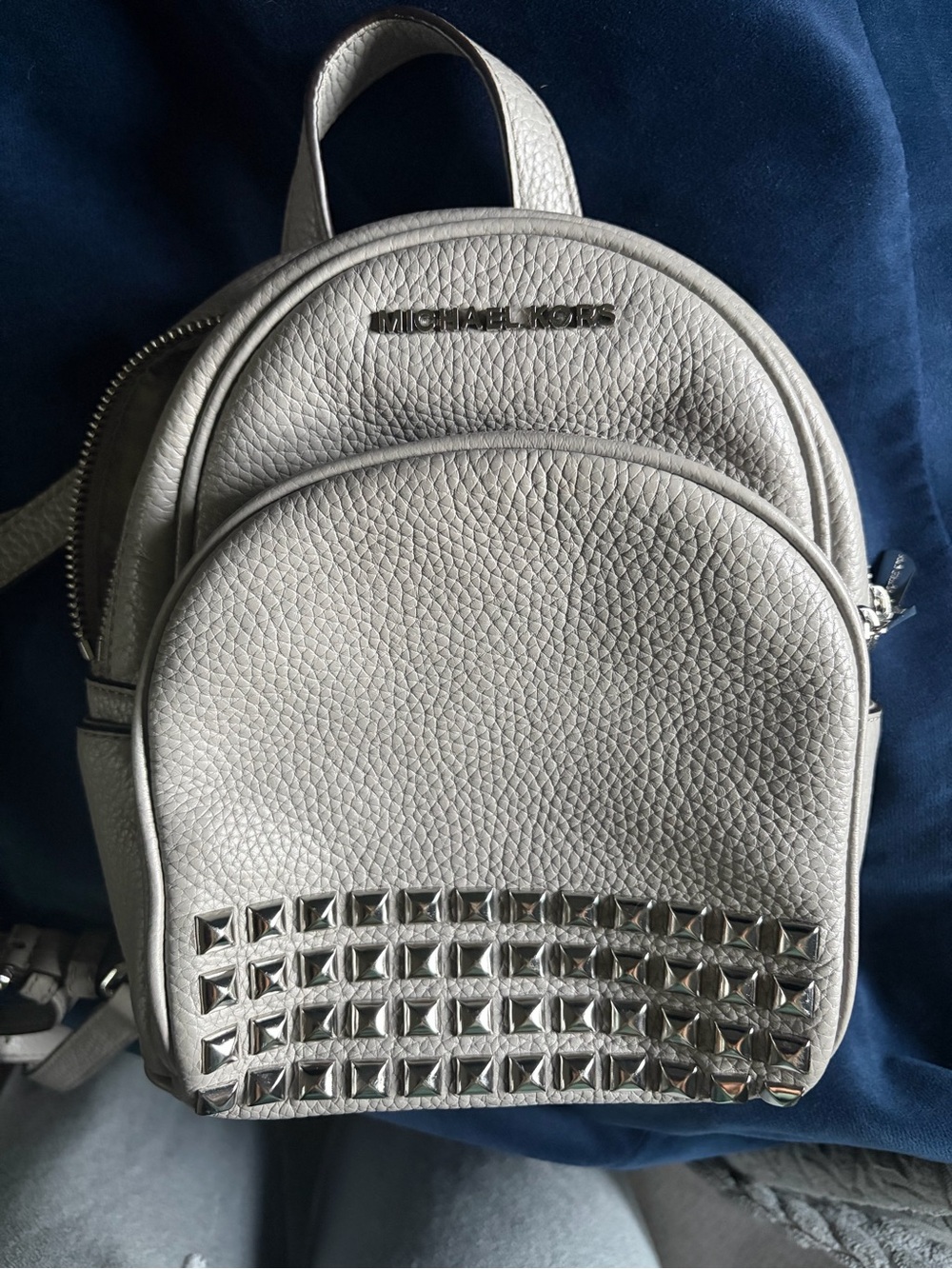 Michael Kors Silver Studded Mini Backpack Abbey Grey